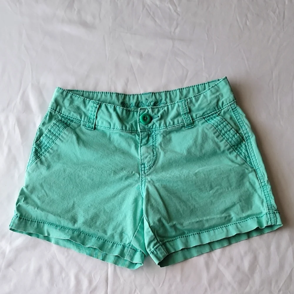 Maurices Mint Green Cotton Shorts Low Rise